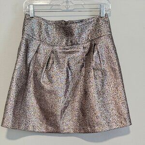 Women’s Metallic Mini Skirt with Zipper Closure, Medium